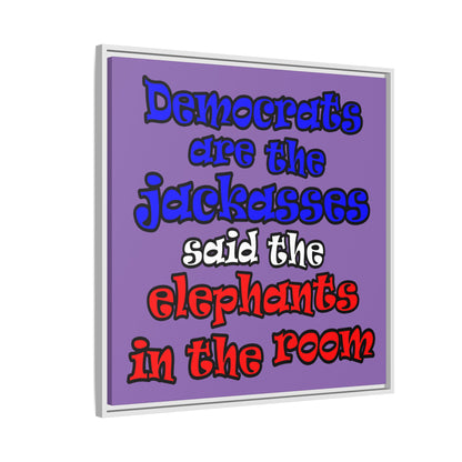 donkeys and elephants - framed canvas art (light purple)
