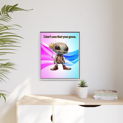 I don't care that your green - framed canvas art (light blue-pink wave)