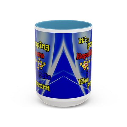 popping like popcorn - Accent Mug (blue-white wave)