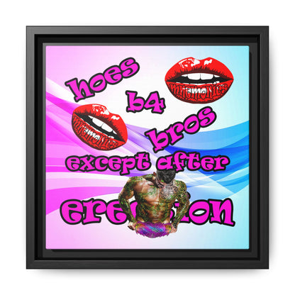 hoes b4 bros - framed canvas art (light blue-pink wave)