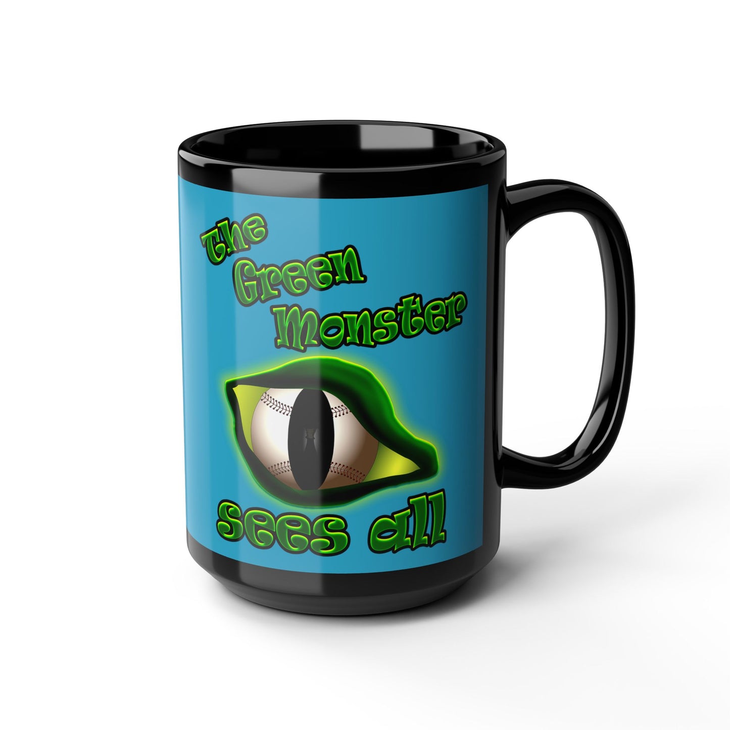 green monster - Black Mug (turquoise)