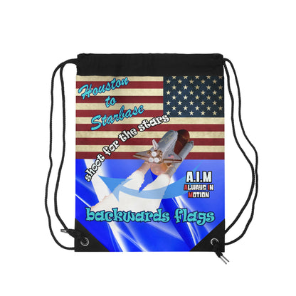 shoot for the stars - Drawstring Bag (blue-white wave)