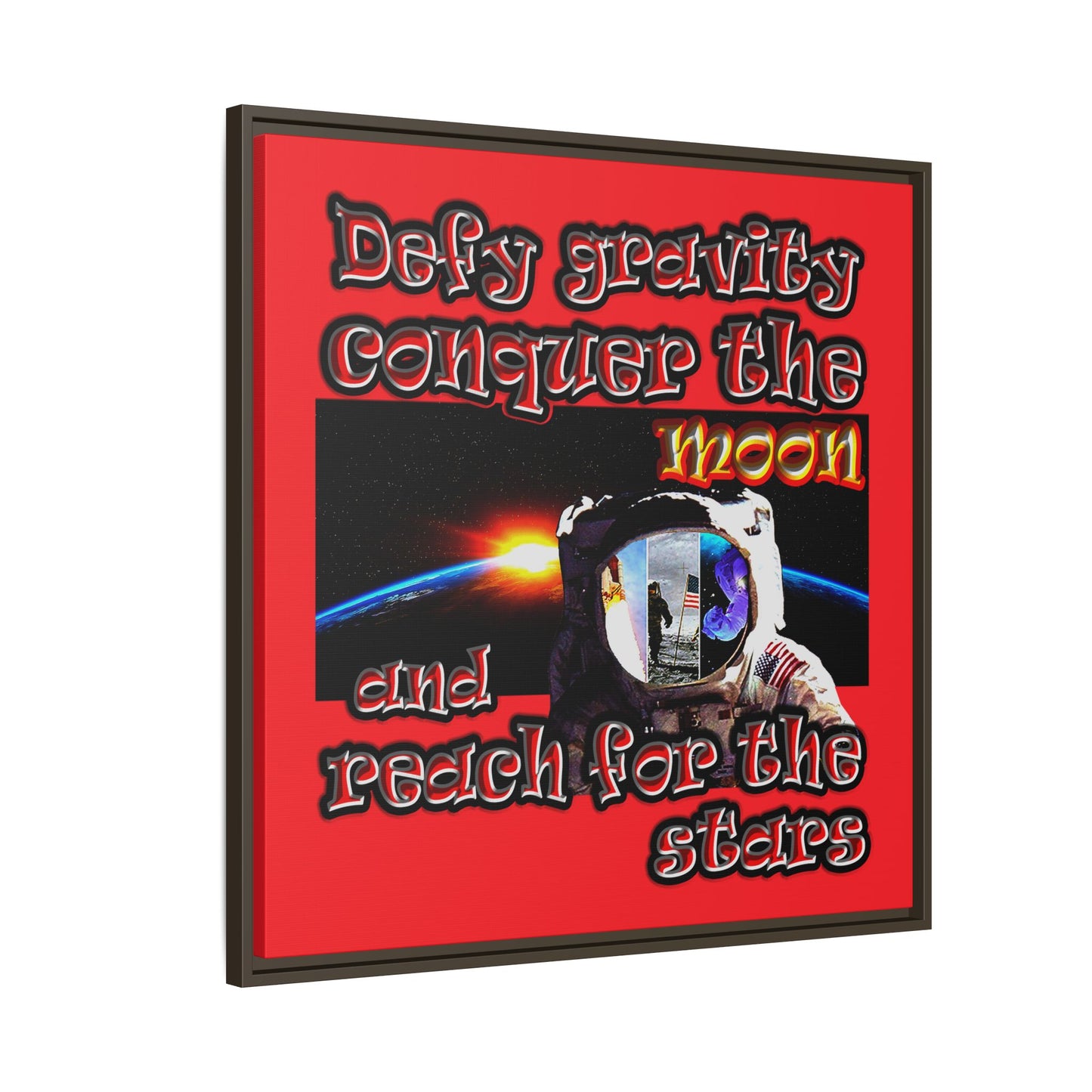 defy conquer reach - framed canvas art (red)