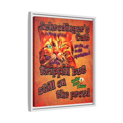 schrodinger's cat - framed canvas art (burnt orange)