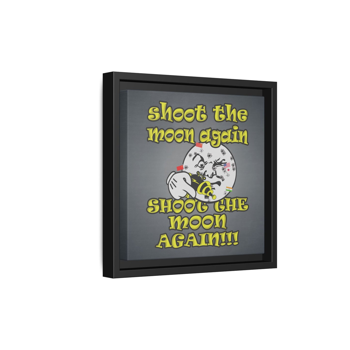 shoot the moon again - framed canvas art (grey-light grey)