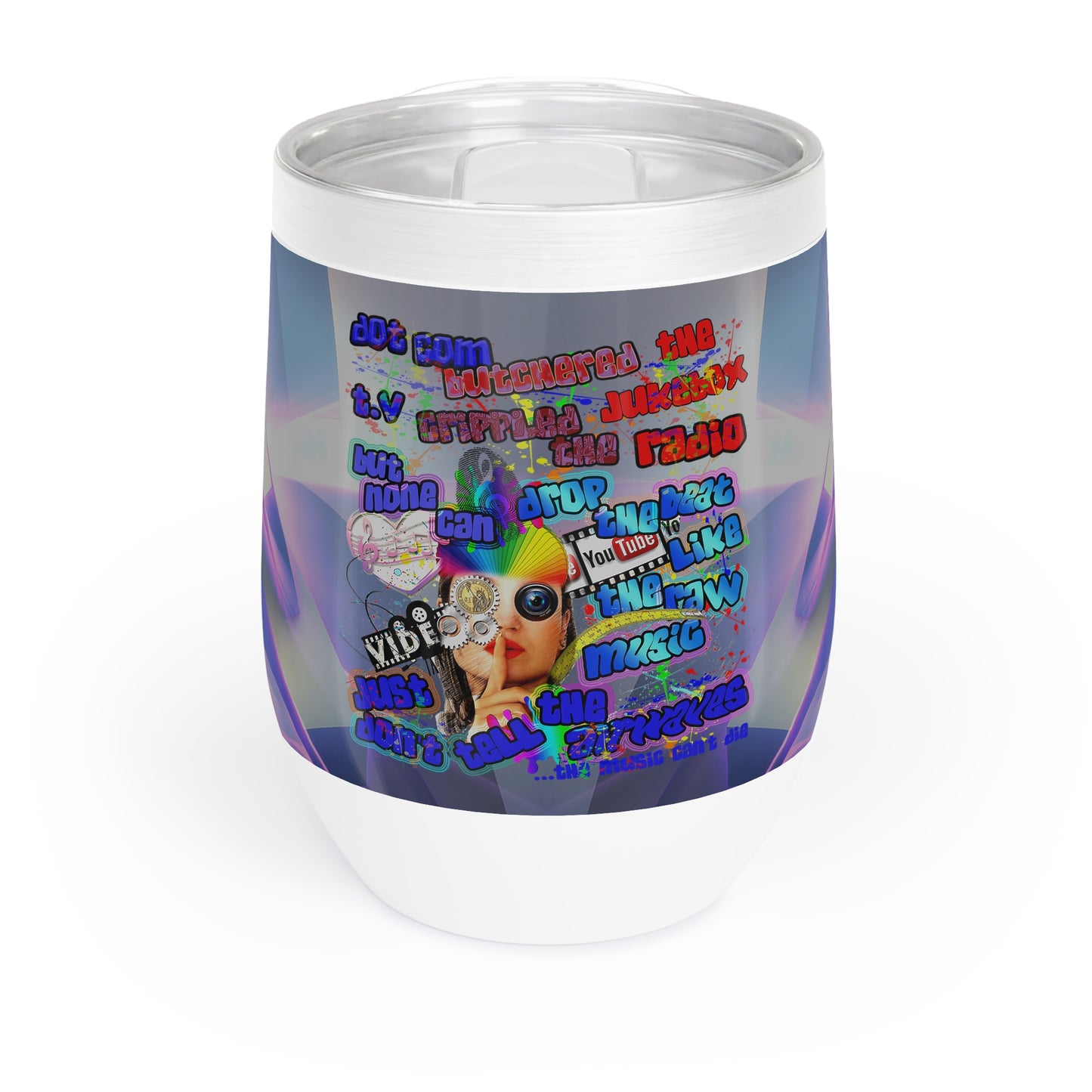drop the beat - Chill Wine Tumbler  (grey-pink wave)