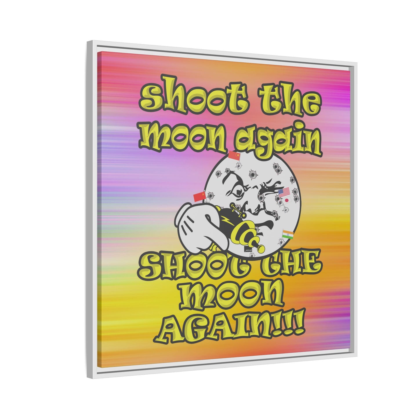 shoot the moon again - framed canvas art (color blur)