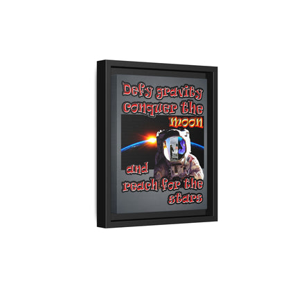 defy conquer reach - framed canvas art (grey-light grey)