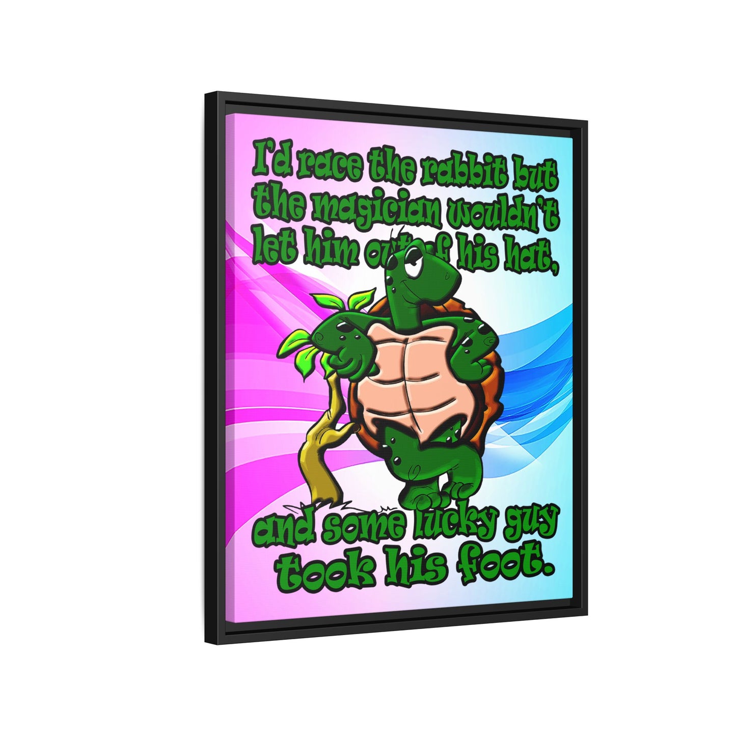 turtle race - framed canvas art (light blue-pink wave)