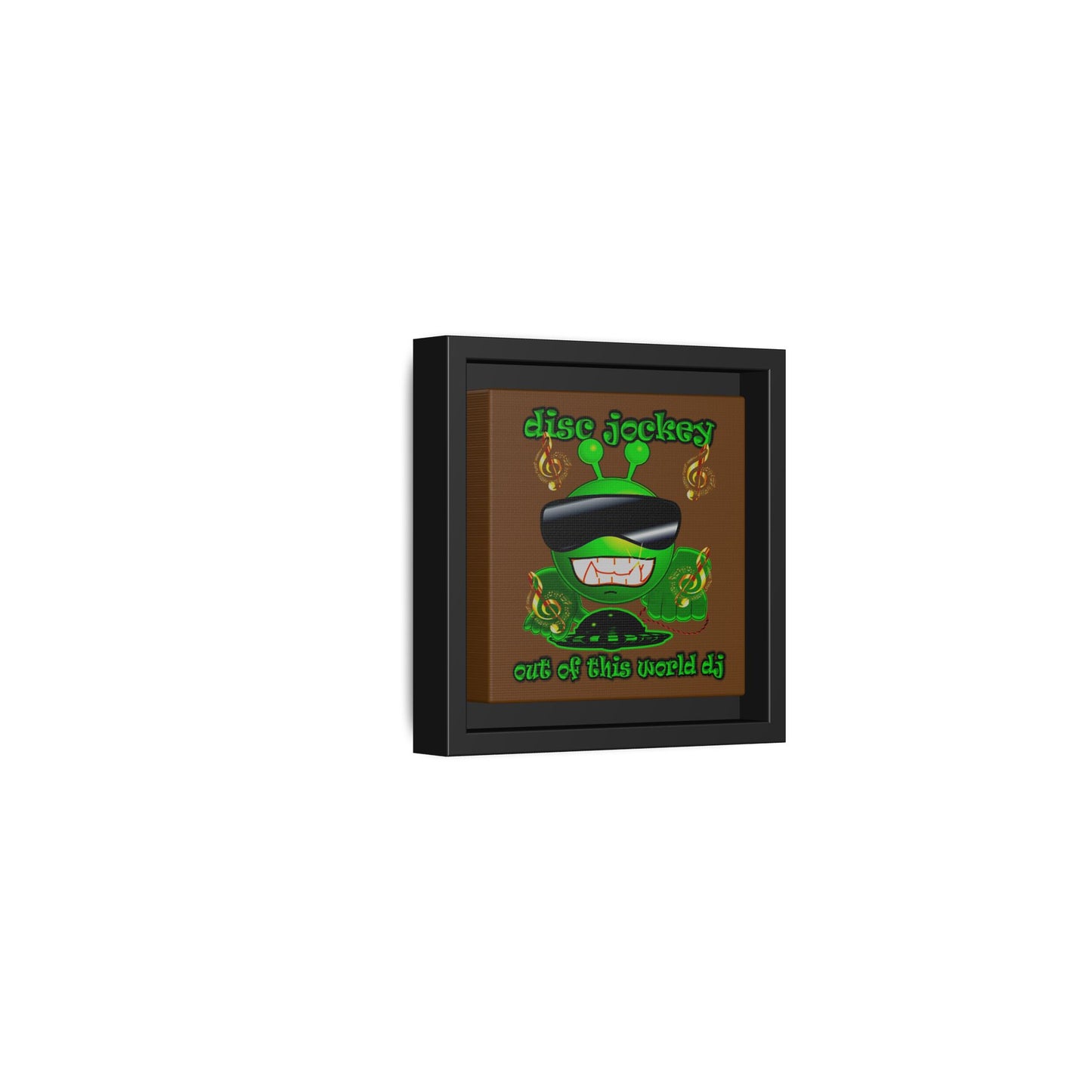 disc jockey - framed canvas art (brown)
