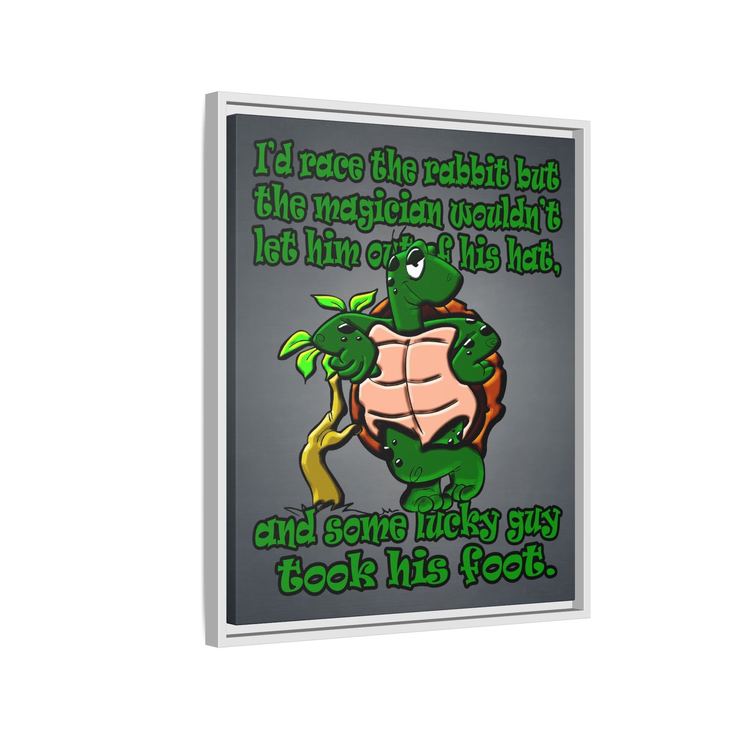 turtle race - framed canvas art (grey-light grey)
