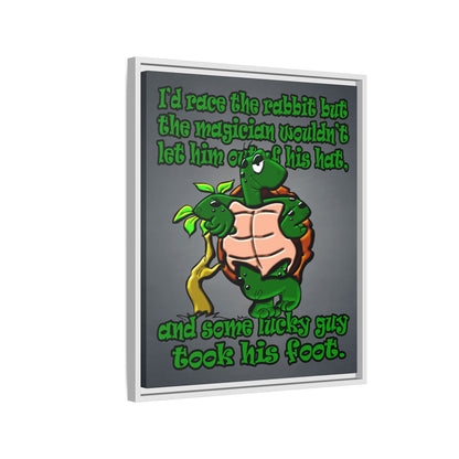 turtle race - framed canvas art (grey-light grey)