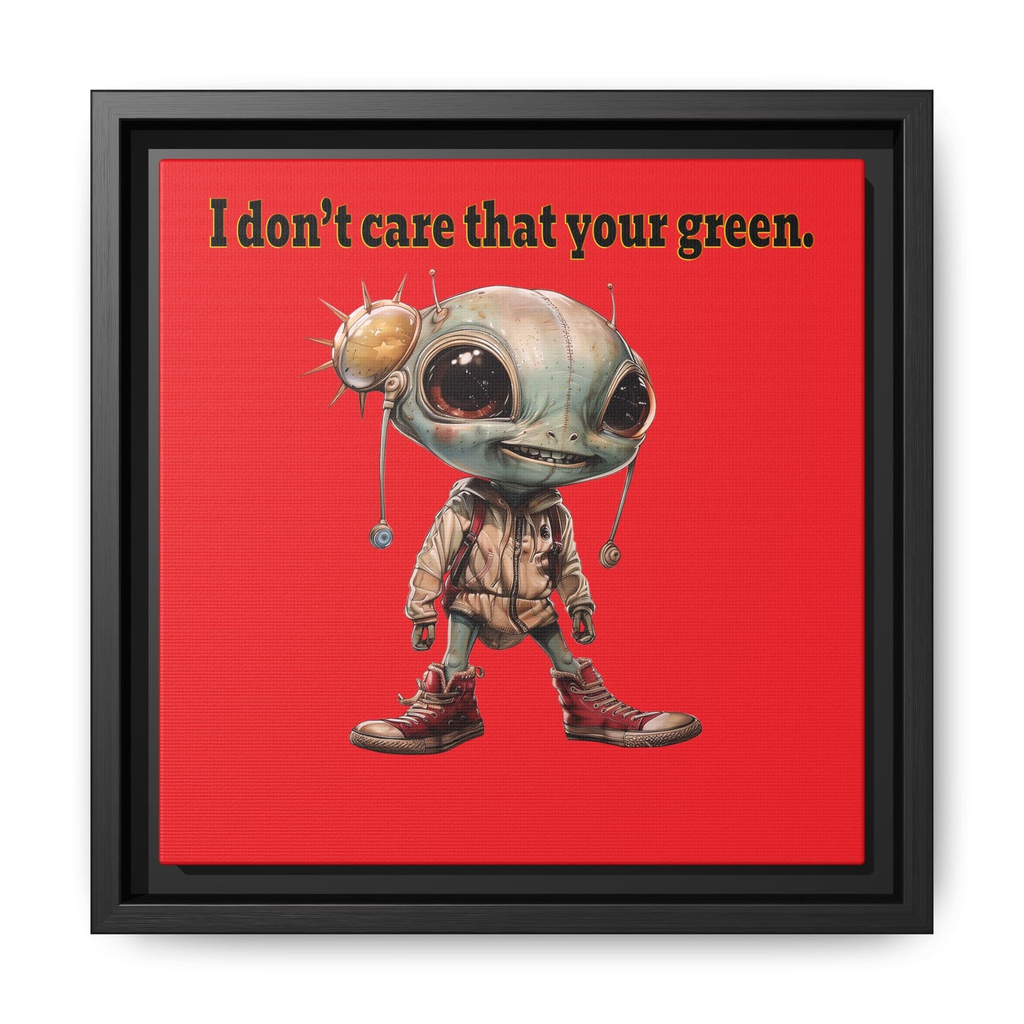 I don't care that your green - framed canvas art (red)