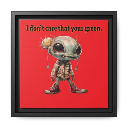 I don't care that your green - framed canvas art (red)