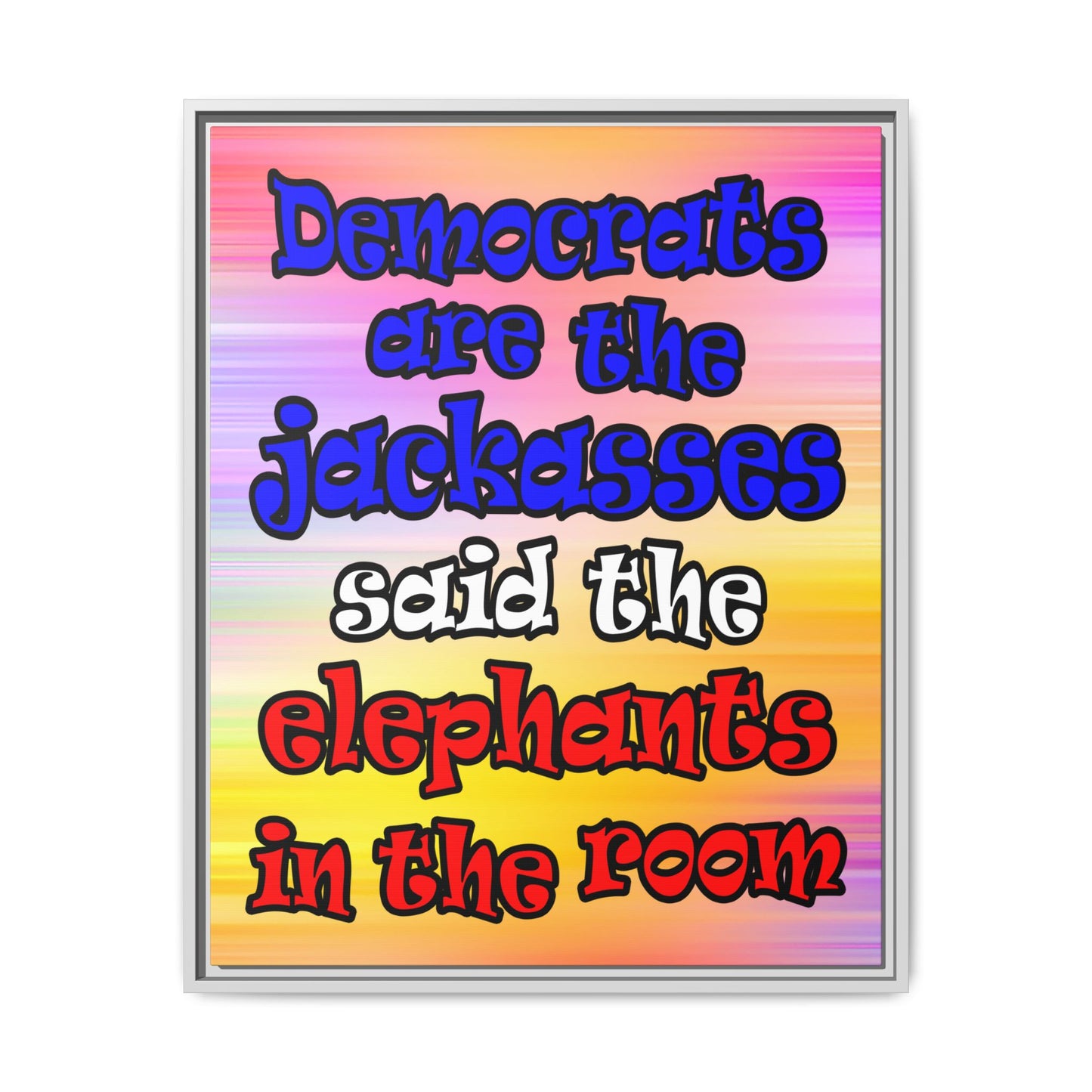 donkeys and elephants - framed canvas art (color blur)