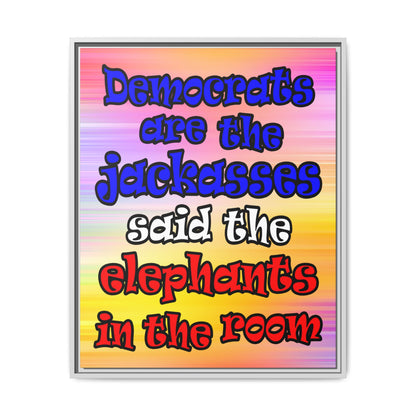 donkeys and elephants - framed canvas art (color blur)