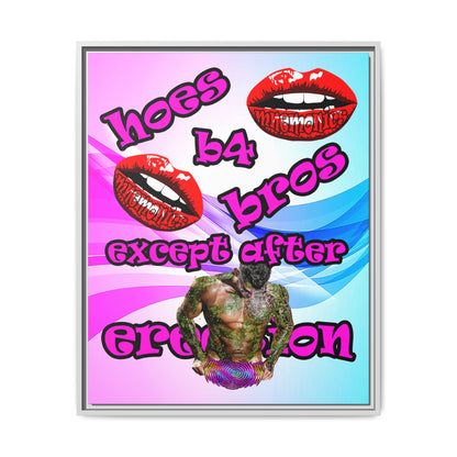 hoes b4 bros - framed canvas art (light blue-pink wave)