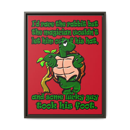 turtle race - framed canvas art (dark red)