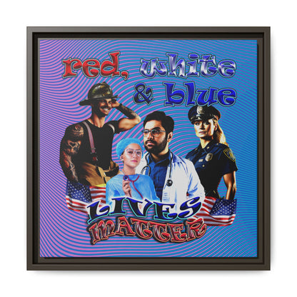rw&b lives matter - framed canvas art (light blue-purple wave)