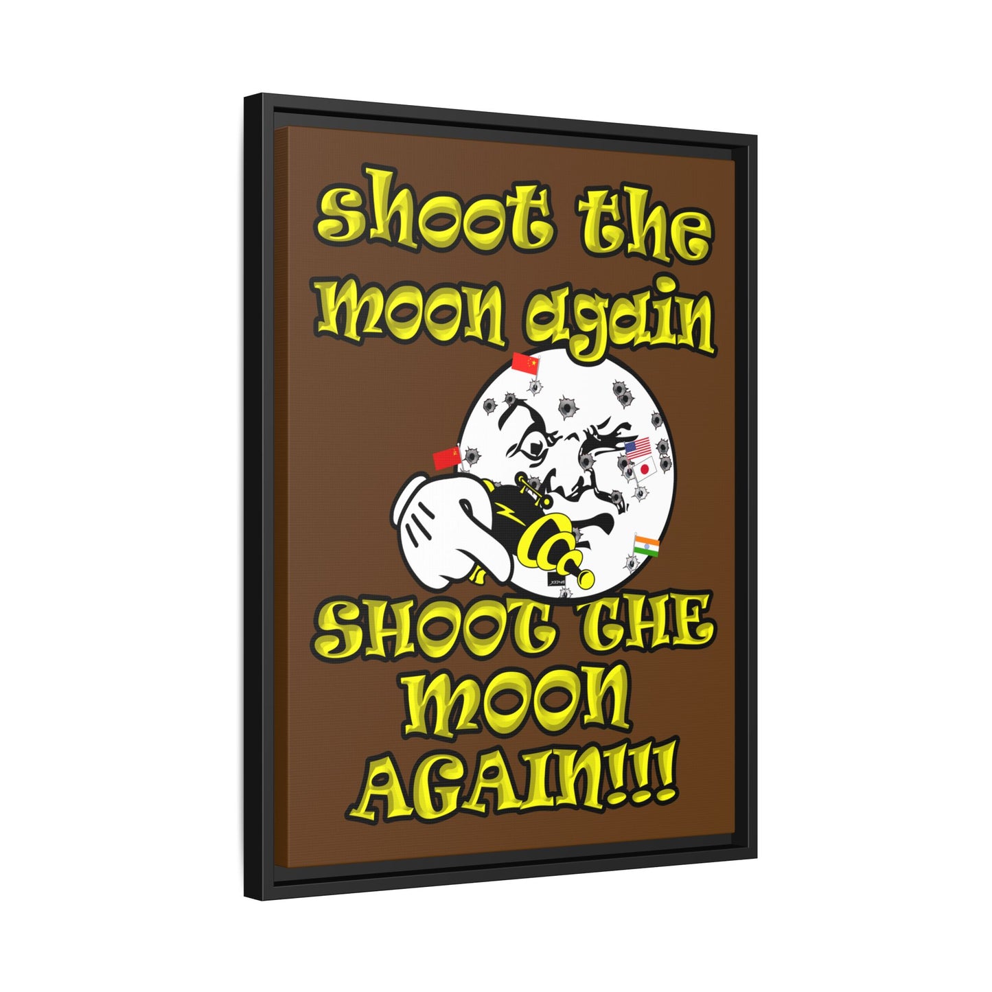 shoot the moon again - framed canvas art (brown)