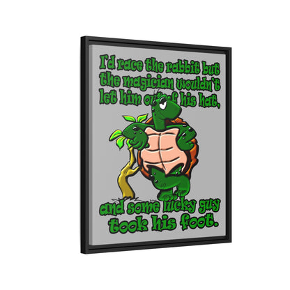 turtle race - framed canvas art (light grey)
