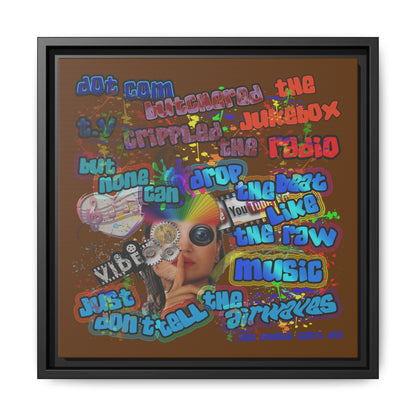 drop the beat - framed canvas art (brown)