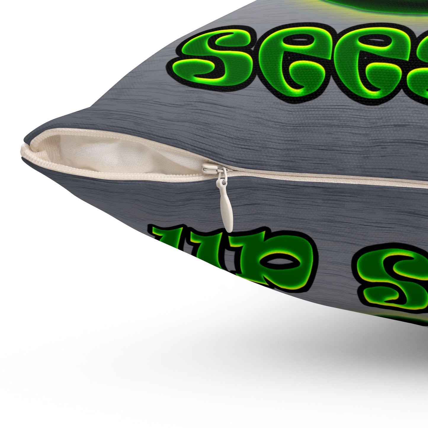 green monster - Spun Polyester Square Pillow - (brushed nickel)