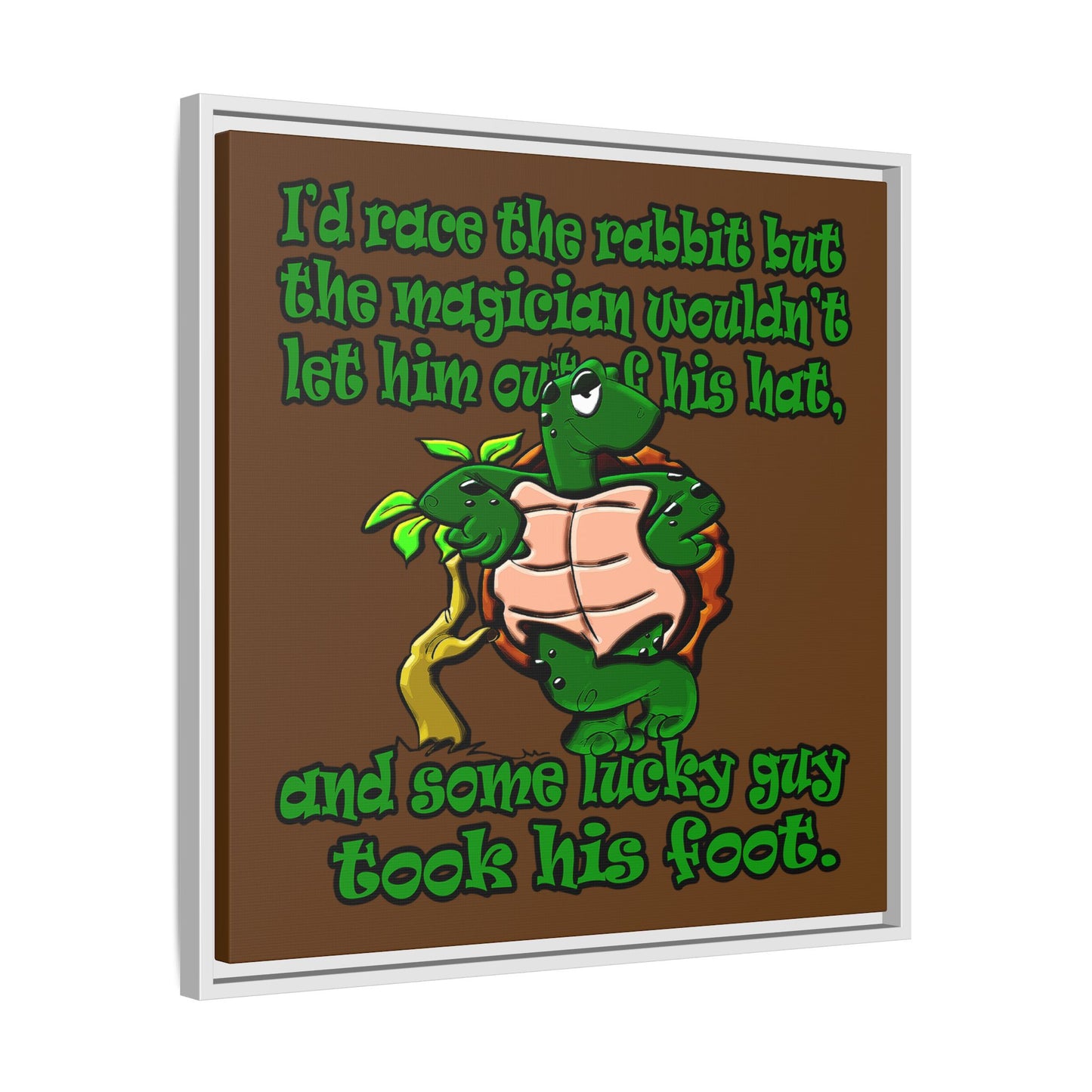 turtle race - framed canvas art (brown)
