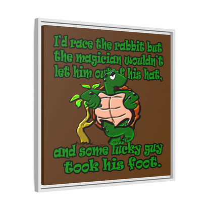 turtle race - framed canvas art (brown)