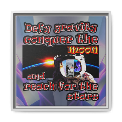 defy conquer reach - framed canvas art (grey-pink wave)