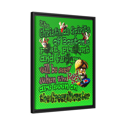 christmas spirits of boston - framed canvas art (logo green)