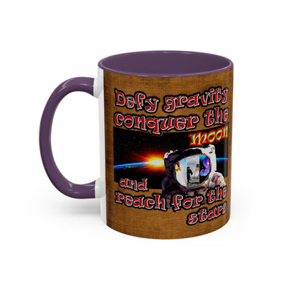 defy conquer reach - Accent Mug (brown papyrus)