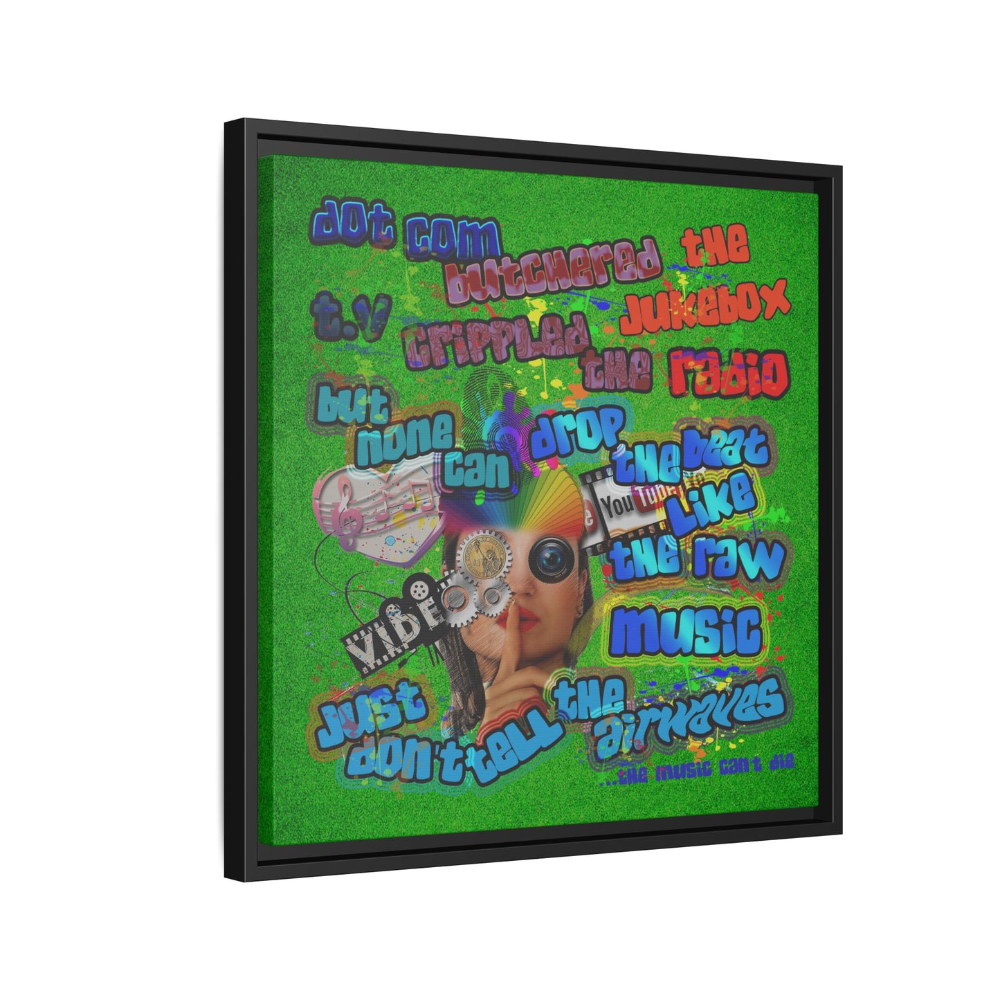 drop the beat - framed canvas art (green turf)
