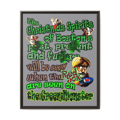 christmas spirits of boston - framed canvas art (grey)