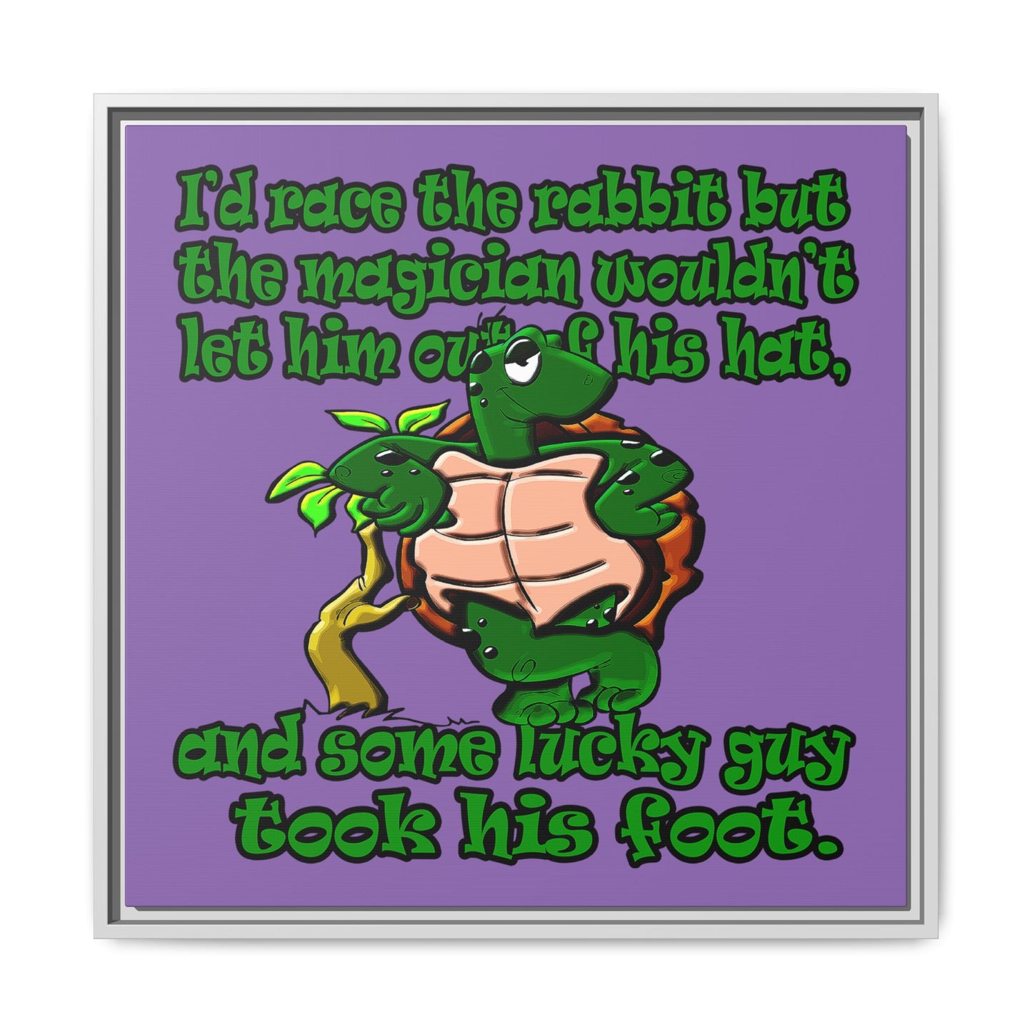 turtle race - framed canvas art (light purple)