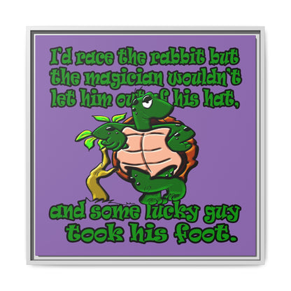 turtle race - framed canvas art (light purple)
