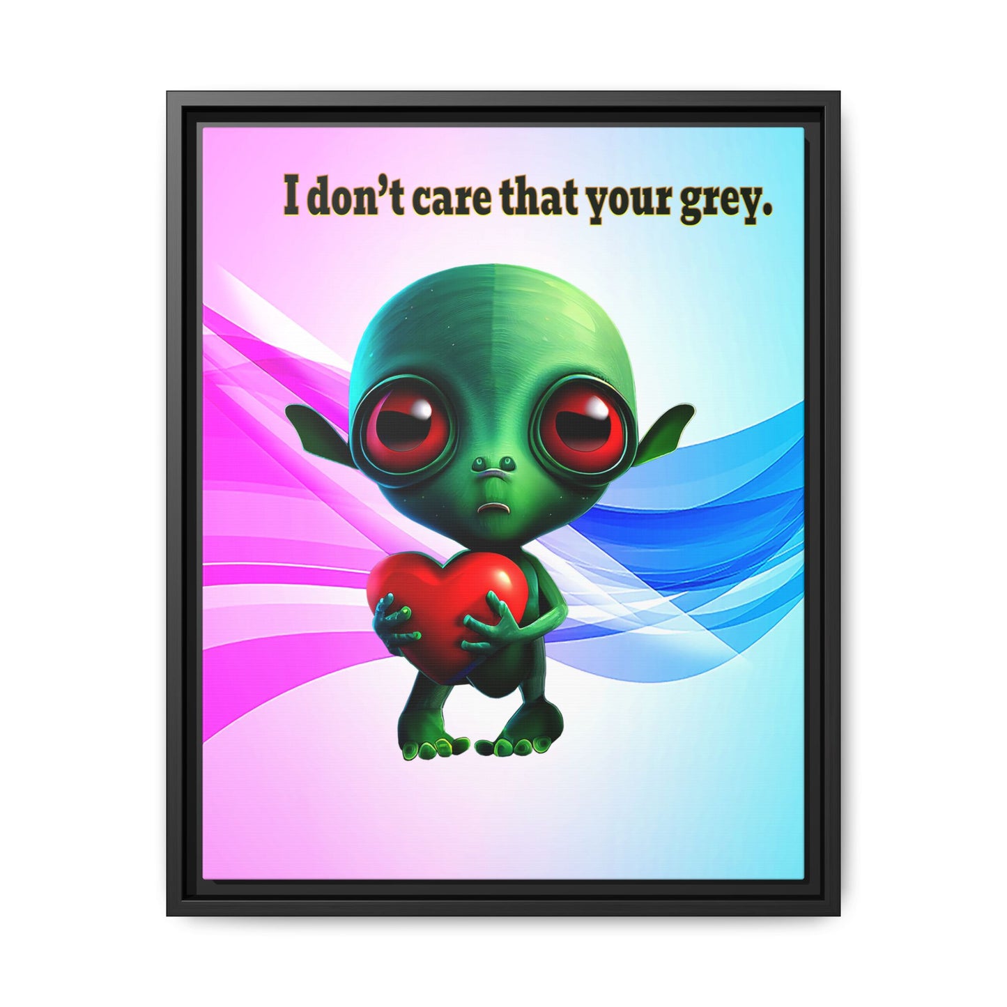 I don't care that your grey - framed canvas art (light blue-pink wave)