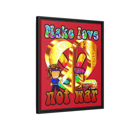 love peace - framed canvas art (dark red)