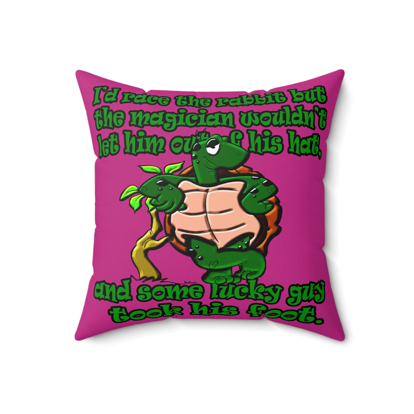 turtle race - Spun Polyester Square Pillow - (pink)