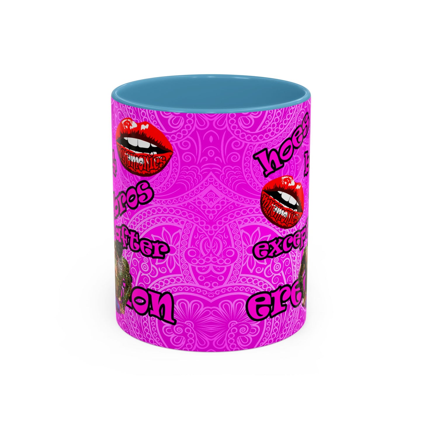 hoes b4 bros - Accent Mug (pink swirl)