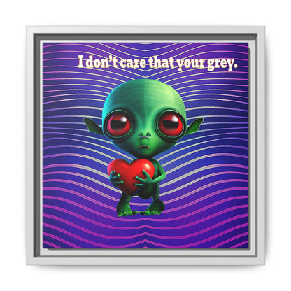 I don't care that your grey - framed canvas art (purple wave)