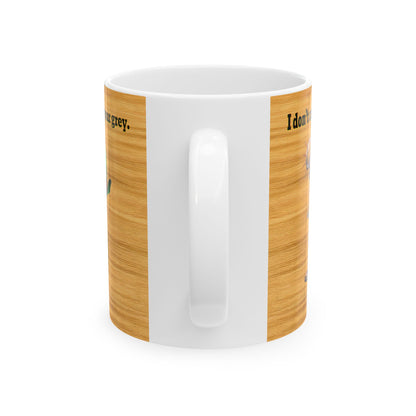 I don't care that your grey - White Mug (butterscotch wood finish)