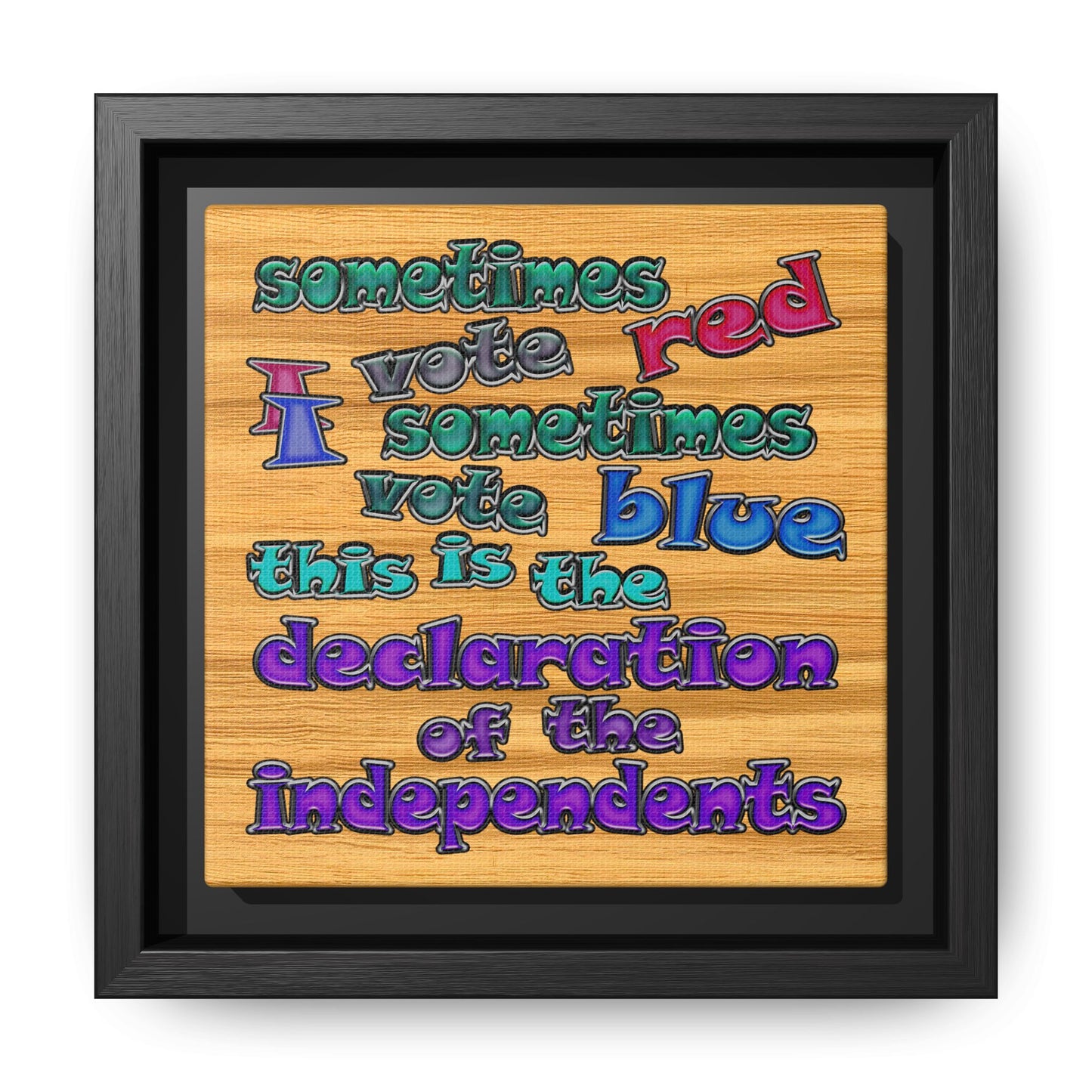 declaration of the independents - framed canvas art (butterscotch wood finish)