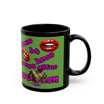 hoes b4 bros - Black Mug (green)