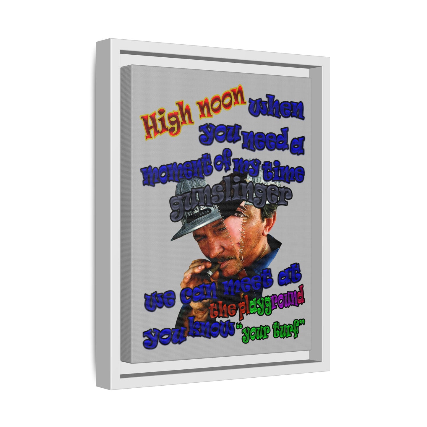 high noon - framed canvas art (light grey)