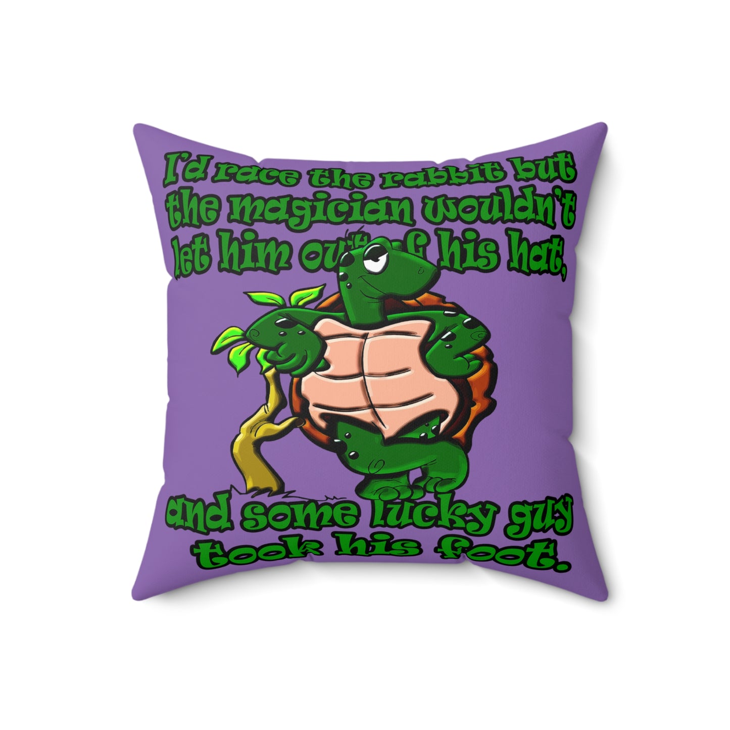 turtle race - Spun Polyester Square Pillow - (light purple)
