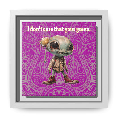I don't care that your green - framed canvas art (pink swirl)