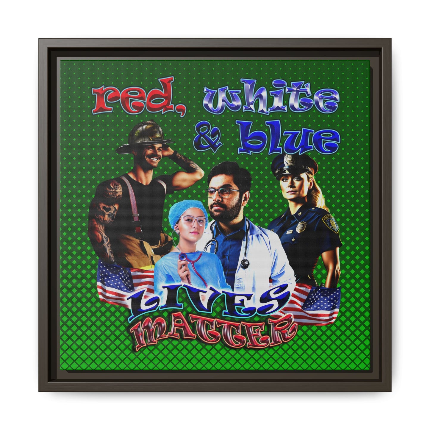 rw&b lives matter - framed canvas art (logo green)