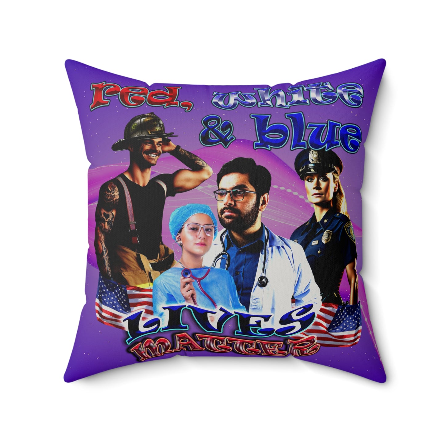 rw&b lives matter - Faux Suede Square Pillow - (purple-pink wave)