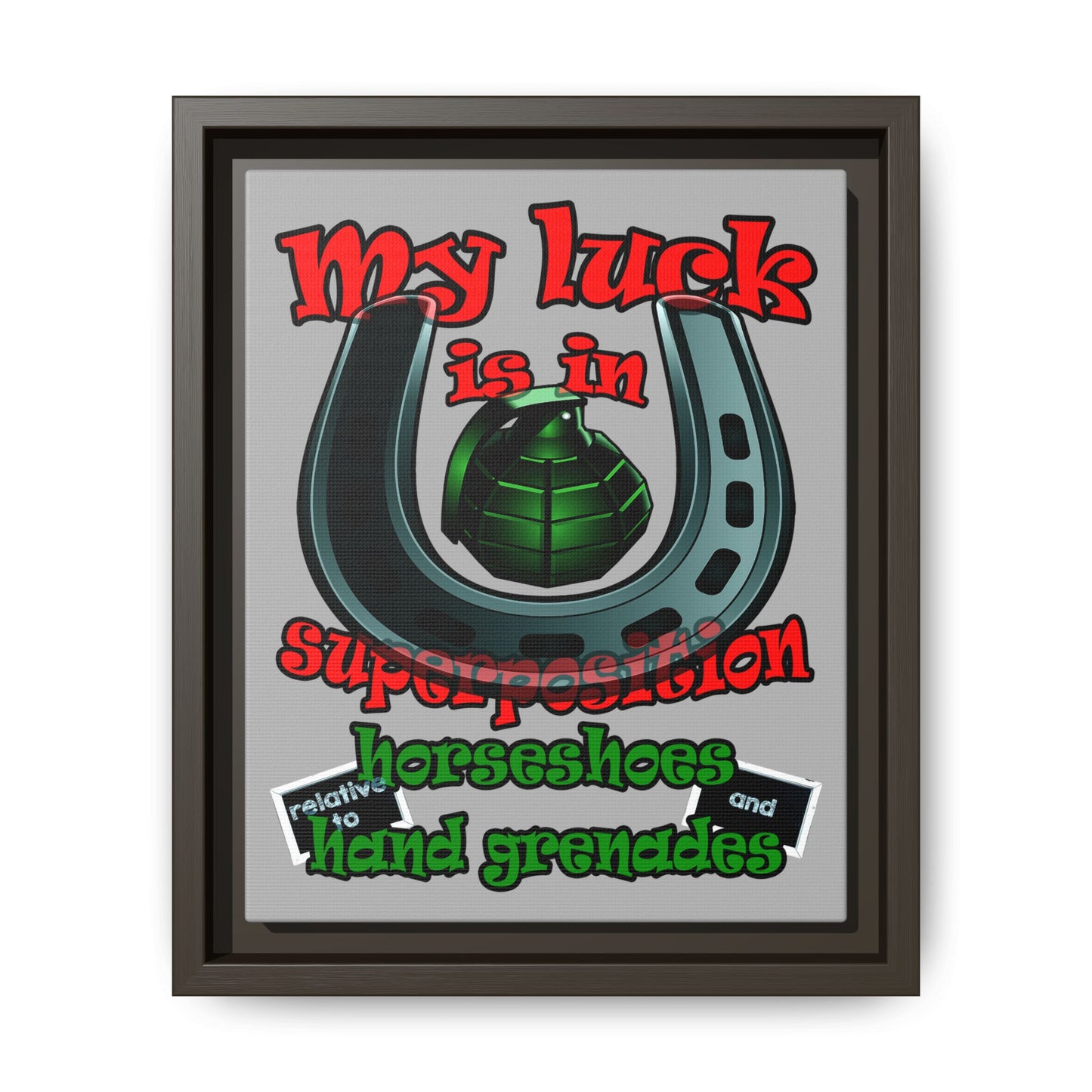 my luck - framed canvas art (light grey)